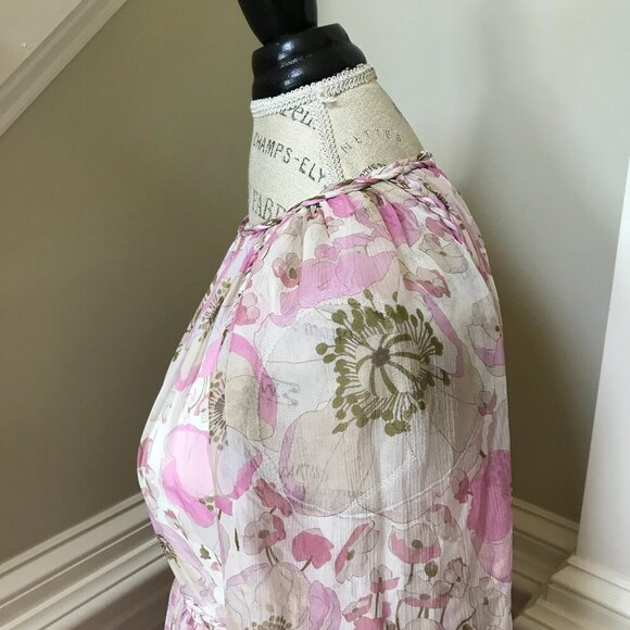 Zimmermann Super 8 Midi Dress Womens 1 Small Pink Silk Long Sleeve Floral Braid - Picture 11 of 15